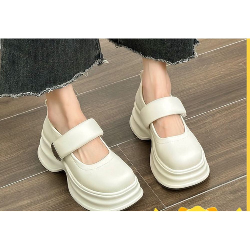 Platform Mary Jane 2025 New Loafers With Velcro Soft Sole Small Leather Casual Daily Height Increasing Single Shoes_vogvips.com