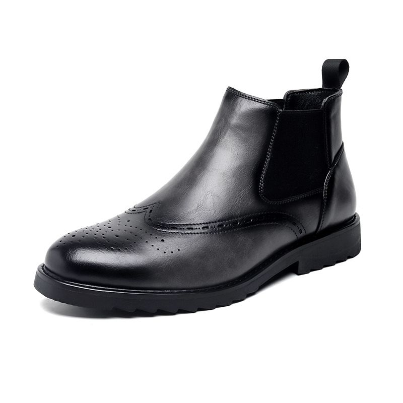 Chelsea Boots Men's Smoke Boots Business Martin Boots Platform Boots Brock Carved Leather Shoes_vogvips.com