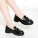 Drop-shipping Round-toe Soft Loafers, Slip-on Chunky Heel Women's Versatile British Style Small Leather Shoes, Deep-cut_vogvips.com