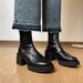 2025 Round Toe Chunky Heel Casual Short For Women 2025 Autumn New Fashion Versatile Retro Slimming Stretch Martin Boots_vogvips.com