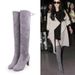 Plus Size Women's Over-the-Knee Long Boots Suede High Chunky Heels Black Slimming Gray 34-43_vogvips.com