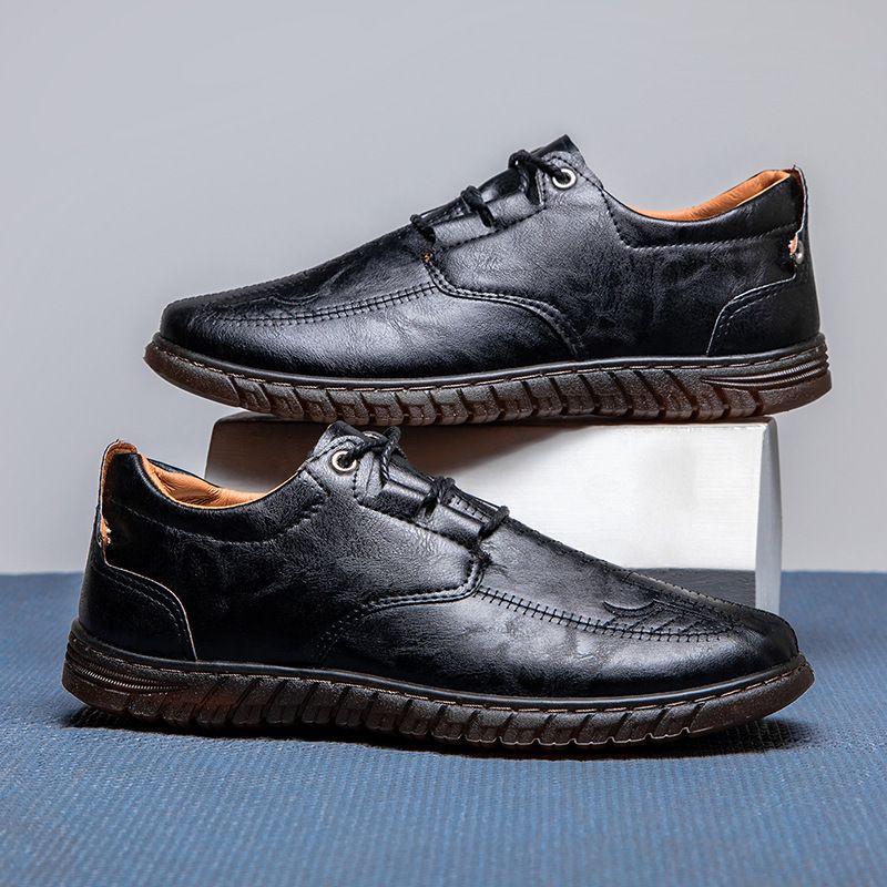 2024 New Men's Leather With Soft Cowhide Sole, Versatile Breathable British Style Business Casual Shoes_vogvips.com
