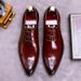 Men's cowhide leather formal single shoe business leather shoes pointed laser large size wedding shoes_vogvips.com