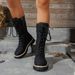 Women's Lace Up Wool Mid Calf Boots Fleece Lined Thick Sole Plus Size Platform Martin Boots New Style Winter Collection_vogvips.com
