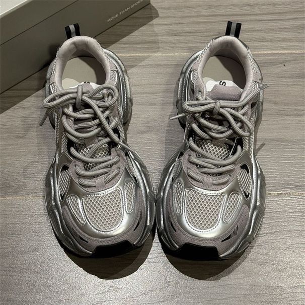 Height Increasing Wear-Resistant Dad 2025 Summer New Silver Breathable Versatile Lightweight Sports Casual Shoes For_vogvips.com