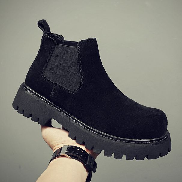 Men's Shoes Flip Fur Derby Shoes Leather Platform Lightweight High-top Shoes Fashion Casual Men's Martin Boots_vogvips.com