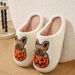 Cixi Cotton Slippers Cartoon Winter Autumn Home Use Plush Maternity Shoes Warm And Dirt-Resistant Halloween_vogvips.com