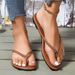 Slippers Foreign Trade, Large Size Flat For Women, Round-toed Woven Lightweight Flip-flops, Casual Beach Sandals_vogvips.com