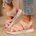 Plus Size Sandals New Arrivals: Women's Breathable Flat Roman Sandals - Relaxed Fit, Stretchy, Lightweight, Sporty Style_vogvips.com
