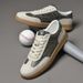 Men's Comfortable Leather Breathable Sports Board Shoes Casual Flat-bottomed German Training Shoes Lace-up White Shoes Round Head Board Shoes_vogvips.com