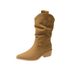Fashion Casual Chunky Heel Martin For Women 2025 Autumn Winter New Long Thick Sole Comfortable Riding Pointed Toe_vogvips.com