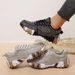 Women Chunky Platform Sneaker With Rhinetone Detail Breathable Meh Lining Comfortable High Top Lace Up Caual_vogvips.com