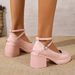 Women's Plus Size Round Toe High Heeled Mary Jane Shoes Autumn Cross Strap Chunky Heel Single Shoes For Comfortable Walking_vogvips.com