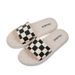 Women's Summer Outdoor Slippers, Trendy Black And White Plaid Flat Beach Sandals, Indoor Slide Sandals_vogvips.com