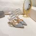 Gold And Silver Crystal Light Pendant Snake Wrapped Ankle Loop High Fine Heeled Sandals Women S Single Wedding Shoes_vogvips.com