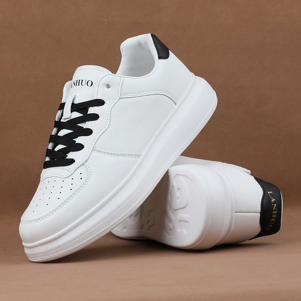 Spring/Summer White Breathable Sneakers Thick Soled Height Increasing Men's Women's Fashion Casual Sports Shoes Trendy Couple Comfortable_vogvips.com