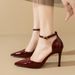 2025 Summer-Autumn Patent Leather Pointed Toe Closed-Toe Sandals For Women, Fashionable And Comfortable, With One-Strap_vogvips.com