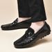 Men's Polka Dot Embossed Heightening Beanie Shoes Casual Overshoes Driving Leather_vogvips.com