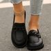 New Fashion Round Head Retro Metal Buckle Single Shoes With Small Leather Shoes_vogvips.com