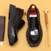 Slip-on leather shoes men's soft leather pointed leather business casual shoes thick sole height increasing British loafers trendy men's shoes_vogvips.com