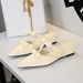 599-26 French Style Wedge Pointed Toe Sandals Versatile Bow Mid-High Heels Height Increasing Closed-Toe Mules For Women_vogvips.com