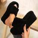Warm Fleece Lined Platform Wedge Heel Slippers For Women Plus Size Thick Soled Cotton Slippers Suitable For Autumn_vogvips.com