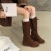 Women Boxing Boots Miting Front Lace-Up Casual Long Round Toe Versatile Height-Increasing Comfortable Martin Side Zipper Cool And Handsome_vogvips.com