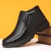 Men's Cotton Shoes With Fleece Lining, Winter Warm Men's Shoes, Top Layer Genuine Leather Snow Boots, Middle-Aged Dad Sh_vogvips.com