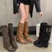 Spicy Punk Style Pleated Over-the-Knee For Women 2024 New Heavy Craft Motorcycle Rider Tube Pants Boots_vogvips.com