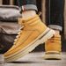 European Warm Series Men's Martin Autumn British Style Yellow Waterproof Non-Slip Leather Boots Outdoor Hiking Thick Sole Wear-Resistant_vogvips.com