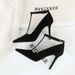 3639 French Style High-End Pointed Toe Stiletto Heels Shallow Mouth Suede T-Strap Ultra High Heel Single Shoes For Women_vogvips.com