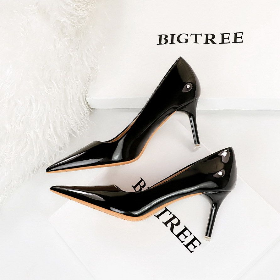 Elegant Pointed Toe Stiletto Heels For Women - Ultra High Heel PU Leather Party Pumps In Classic Colors (Sizes 34-43) Single Shoes_vogvips.com