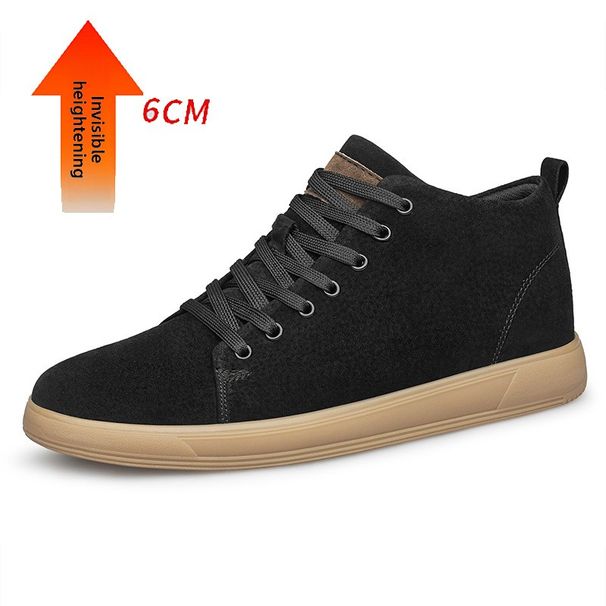 Men's Board Shoes Invisible Inner Height Increase Cm British Style Thick-soled Matte Pigskin Casual Shoes Sports Men's Shoes_vogvips.com