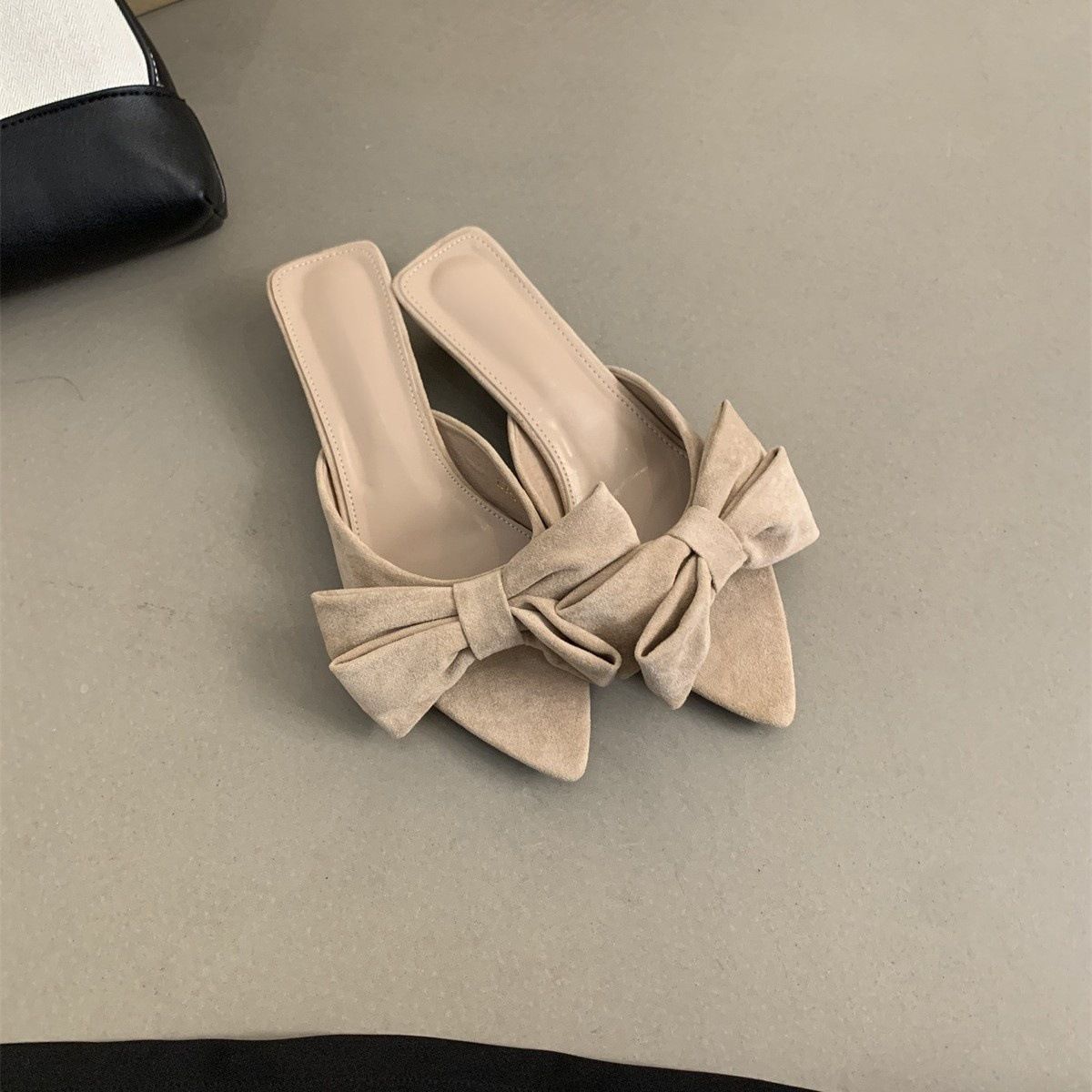 Women's Slippers For Summer Outdoor Wear, New Bowknot French Style, Gentle Fairy Evening Breeze, Dress Matching Cat Heel_vogvips.com