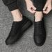 Men's Shoes Round Head Flat Bottom Casual Four Shoes Thick Sole Polish Board Shoes Men_vogvips.com