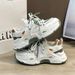 Sports Dad Women's Summer New Thick Soled Mesh Breathable Korean Version Color Blocked Height Casual Running Shoes_vogvips.com