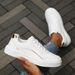 Casual White Wom S Sneakers Chic Silver Trim Soft Lining Non Slip New Minimalist Design PU Leather Skate Shoes For_vogvips.com