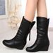 Women’s Shoes Boots Wedge Heel Round Head Boots Large Size Women's Shoes Spot 35-42_vogvips.com