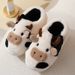 Cute Cow Warm Furry Women Couples Plush Slippers For Men Winter Heel-Wrapped Cotton Shoes_vogvips.com