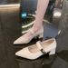 Mary Zhen Women's High Heels 2025 New Spring And Autumn One Line Style Pointed Leather Middle Single Order Shoes_vogvips.com