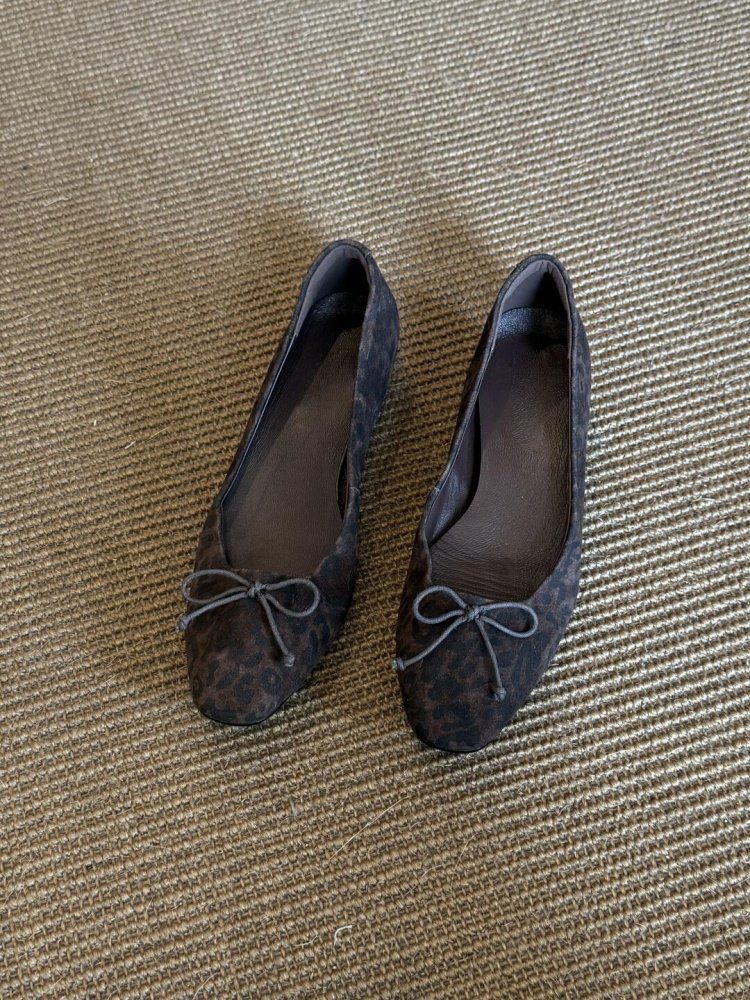 Lambskin Style Slip On Ballet Flats Bow Design Low Cut Sole For Women Commuting Unique Style Shoes_vogvips.com