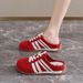 2026 New Summer Thick-soled Baotou Half Slippers Women's Outwear Heelless Red German Training Shoes Slip-on Half Slippers Women's Shoes_vogvips.com