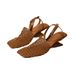 European And American Style Woven Hollow Wedge Women, New Summer Large Size Square Toe Fishnet High-heeled Sandals For_vogvips.com