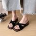 French-style Chunky Cross-strap Open-toe Slip-on For Women, 2026 Summer New Leopard Print Wedge Heel Beach Sandals_vogvips.com