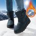 Women's Large Size 45 Winter New Fleece Lined Warm Cotton Mid-Calf Snow Boots PU Non-Slip Sole_vogvips.com