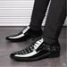 Men's Pointed Shiny Soft Leather Korean Version Business Dress Plus Size Work Commuting Men's Wedding Shoes_vogvips.com
