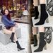 3128-2 European And American Style Women's With Metal Chunky High Heel, Sexy Nightclub Slimming Pointed Toe Knitted_vogvips.com