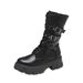European American Cross-Border Thick-Soled Martin Boots For Women, Autumn And Winter New Round-Toe Belt Buckle_vogvips.com