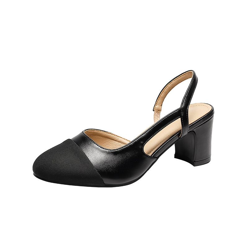 Baotou Sandals For Women Thick Heel Versatile Flat High Heels Simple Design Suitable For Students And Everyday Wear_vogvips.com