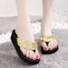 Black Flip-flops For Women, High-heeled, Thick-soled, Slip-resistant, Student Flip-flops, Korean-style Trendy Women's_vogvips.com